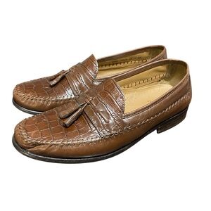 Florsheim Tassel Loafers Men's 11 EEE Brown Leather Shoes #18469 Crocodile print